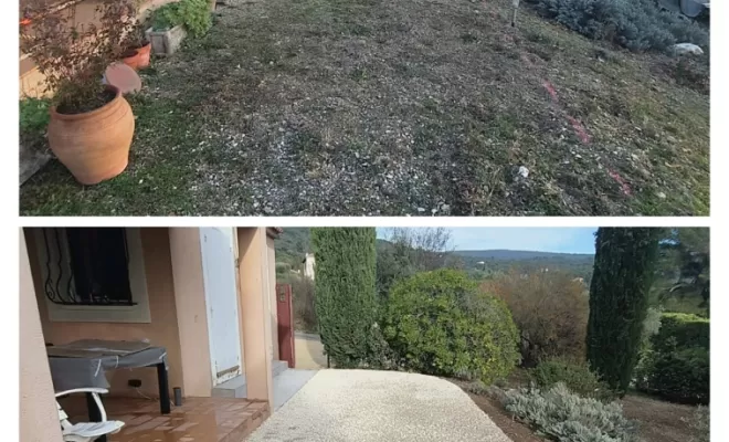 Aménagement d'une terrasse en gravier, Saint-Saturnin-lès-Apt, Poncet Travaux Verts
